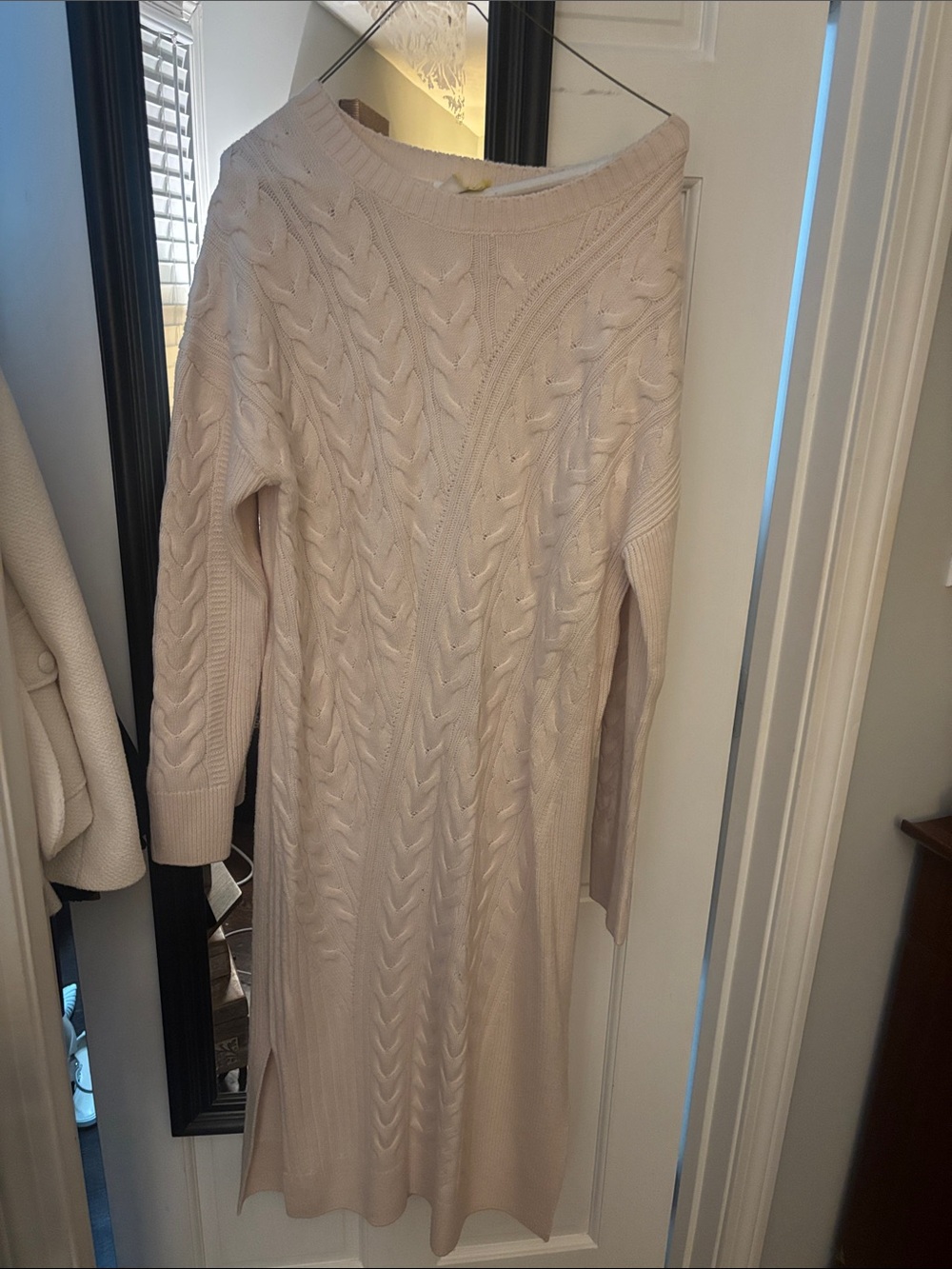 Cream Cable Knit Sweater Dress
